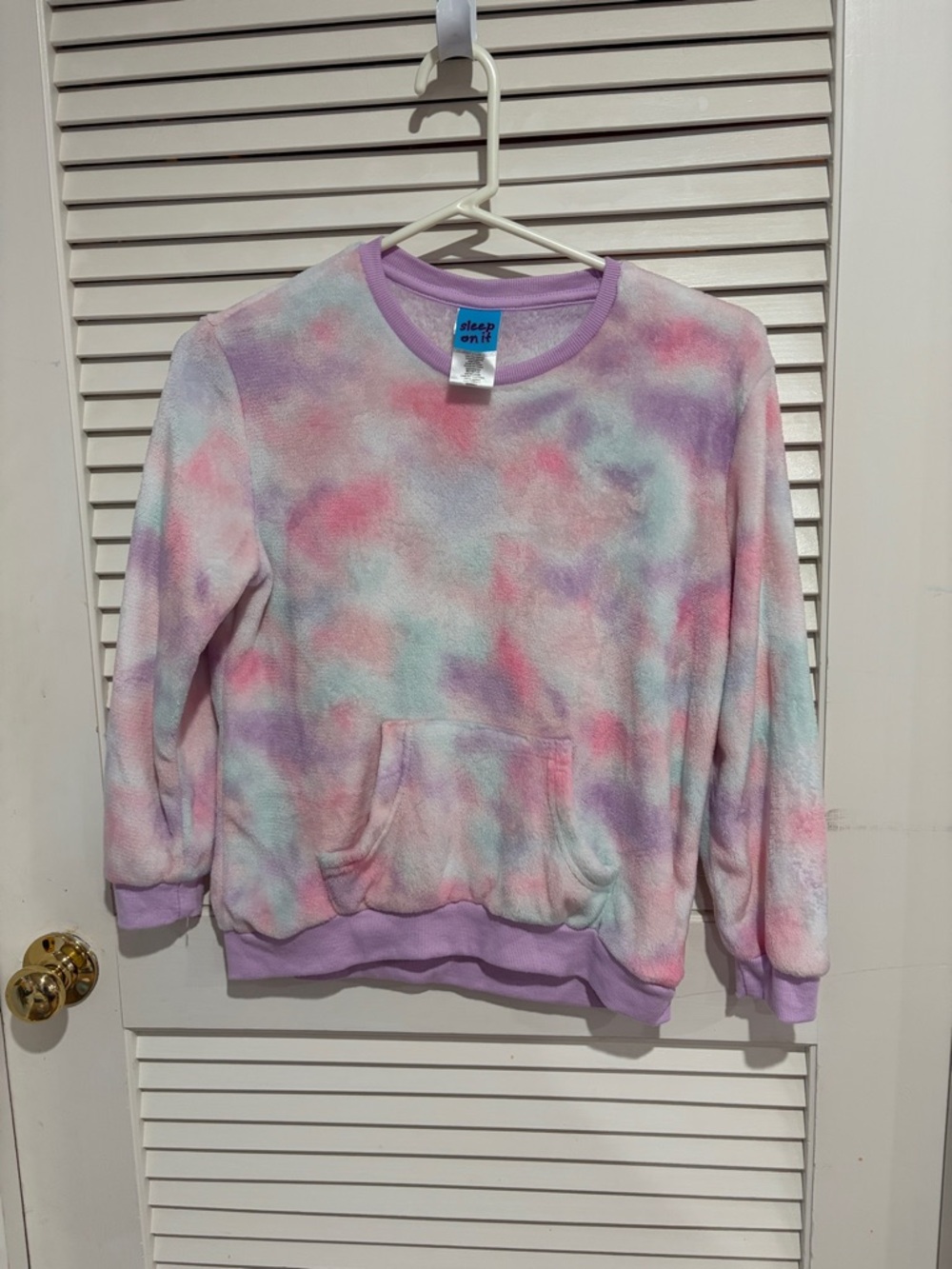 Sleep On It Pastel Tie-Dye Crew Neck Sweater and pants in Pink, Purple, Mint